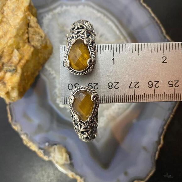 Carolyn Pollack Sterling Tiger's Eye Doublet Decorated Hinged Bracelet For Women - Picture 10 of 10